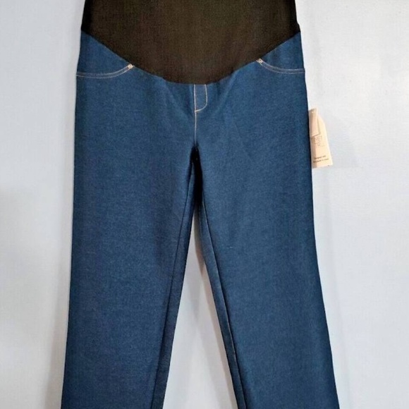 Time and Tru Maternity Essentials Straight Leg Jeggings Comfort Belly Band - Picture 2 of 6